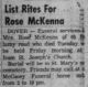Rose Lovette McKenna, Funeral notice